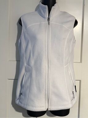 4/$16 Eddie Bauer White Women's Fleece Vest - Classic Zip Front
